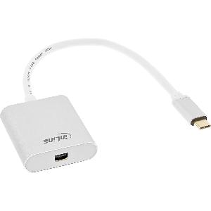 InLine USB Display Konverter - USB Typ-C Stecker zu Mini DisplayPort Buchse (DP Alt Mode) - 4K2K - silber - 0.2m